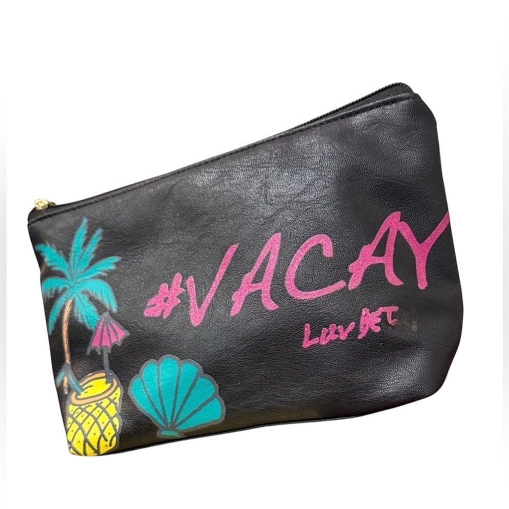 Black Vacay Clutch Betsey Johnson cosmetic case bag zipper pouch weekend purse